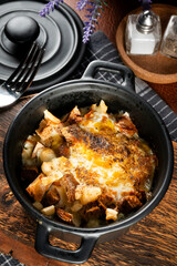 Ramekin with delicious casserole.