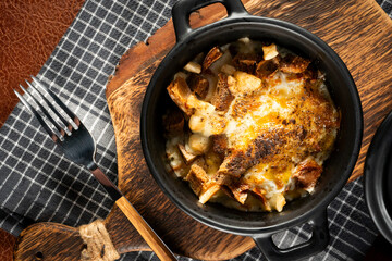 Ramekin with delicious casserole.
