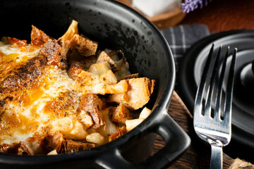 Ramekin with delicious casserole.