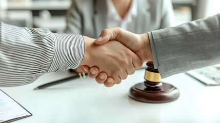 Divorce lawyer mediation meeting with attorney and couple, fostering happy resolution for family and children in professional setting