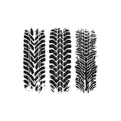set collection black dirty tire tracks stock illustration flat design.