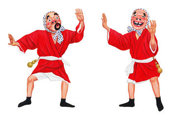 ひょっとこ踊り イラストセット