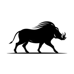 Fototapeta premium Warthog walking silhouette on white background