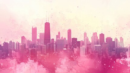 Fototapeta premium an abstract city skyline using various shades of pink.