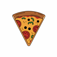 Delicious slice of pepperoni pizza with toppings on a white background