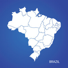 brazil map vector white blue background