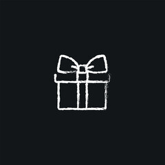 Rectangular gift box chalk icon. Vector isolated black illustration.
