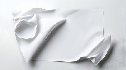 Naklejka premium Crumpled White Paper Texture Abstract Background