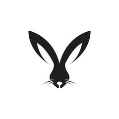 silhouette of a rabbit with big ears logo vector