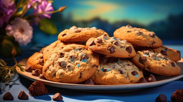 delicious chocolate chip cookies on a plate