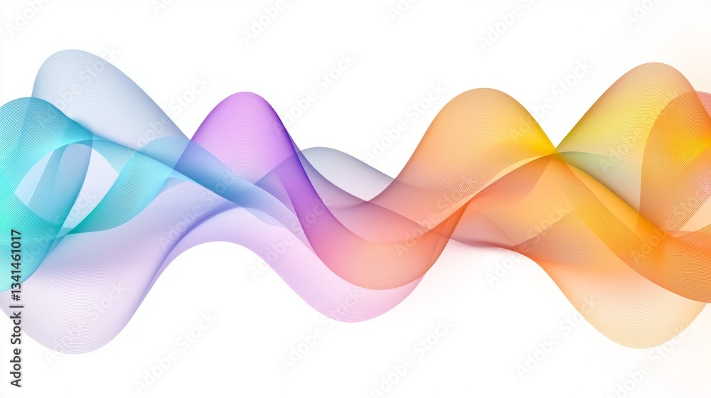 Poster dynamic network connections vibrant abstract wave patterns on a soft gradient background