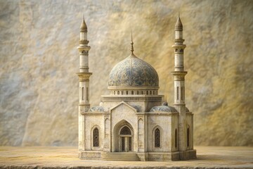 Naklejka premium A detailed stone model of an ornate building with towers