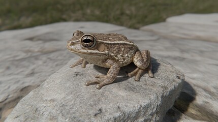 Fototapeta premium Small frog perched on a rock