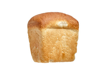 Classic rectangular white bread loaf with a golden-brown crust and soft, fluffy texture. Perfect for sandwiches and toast, isolated on a white background
