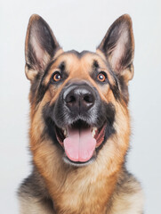Adorable German Shepherd Puppy Portrait: Playful, Loyal, and Smiling in Studio Setting