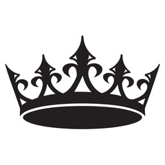 Crown black silhouette, silhouette of crown vector icon, Simple crown symbol collection. Royal crown black silhouette on white background