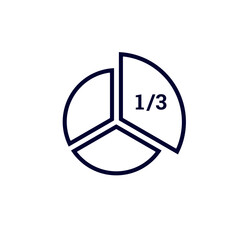 Black pie chart illustration with one third fraction clearly marked for easy understanding.