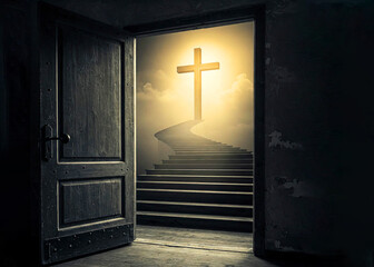 Naklejka premium The Path to Salvation: A Man’s Journey to Faith