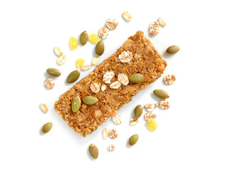 Cereal bars or made from rolled oats with pumpkin seeds