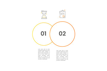 Circle vector infographic template with 2 steps and options for annual reports, presentations, advertising, chart. Modern business illustration.