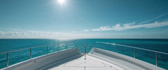 Fototapeta premium Copy space image of a breathtaking view from the yacht s bow towards the sea.