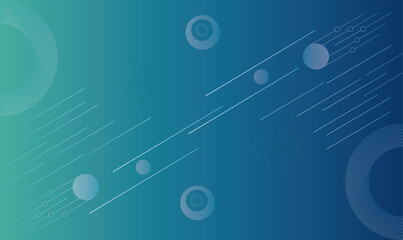 Abstract Blue Geometric Background with Circles and Lines, Vector illustration.