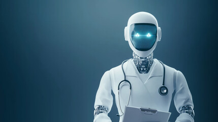 A white humanoid robot doctor