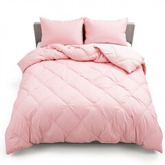 Obraz premium Fluffy Pink Comforter with Pillow Set – Warm and Stylish Bedspread