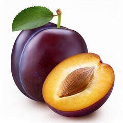 ripe plum on a white background