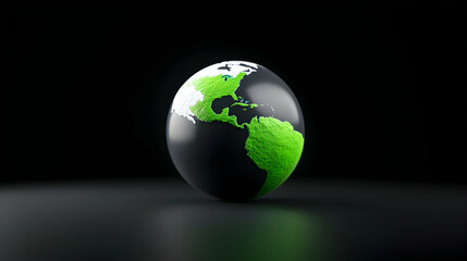 3D Pixelated Earth Globe Render with Green and Black Color Scheme