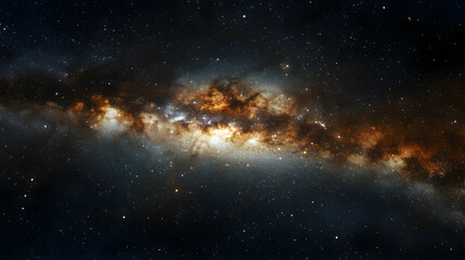 Detailed section of the Milky Way galaxy with intricate dust lanes and star formations.
