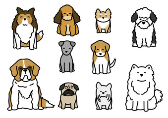 いろいろなかわいい犬のイラストセット2