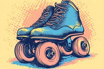 Retro Roller Skates Illustration: Vintage Style for Graphic Design