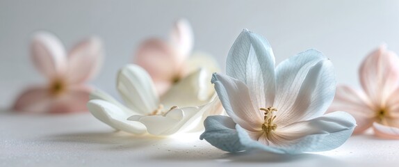 Delicate flower petals in soft pastel colors