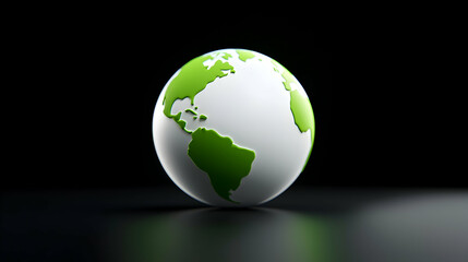 Fototapeta premium 3D Render of Green and White Earth Globe on Dark Background
