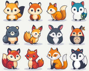 Obraz premium set of funny cartoon animals
