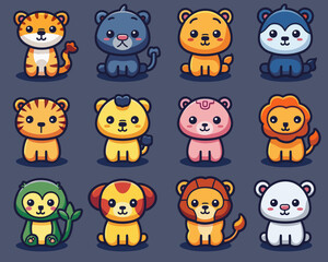 Naklejka premium set of funny cartoon animals