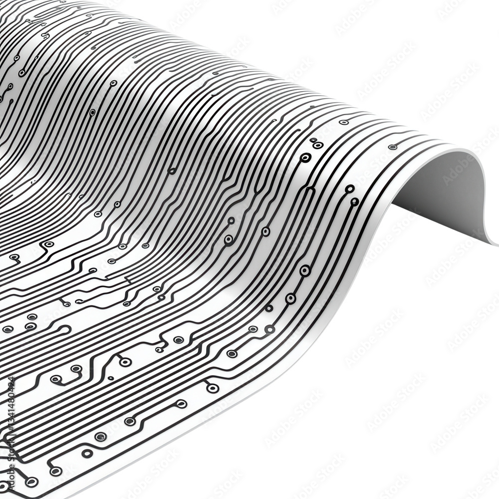 Aufkleber abstract circuit design on a smooth surface against a dark background. isolated on white background