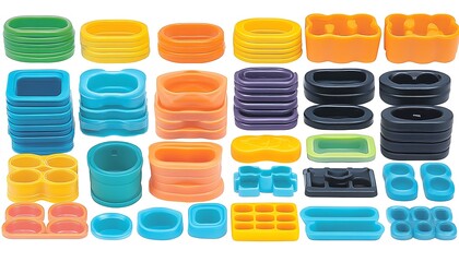 Colorful Plastic Molds Studio Shot.