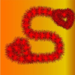 D &ldquo;Red Carpet fur concept letter S&rdquo; creative decorative with brush