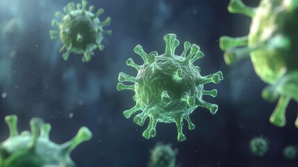 Close-Up View of Virus Particles Under Microscope Showing Intricate Details of Structure and Texture in High Resolution for Scientific Illustration