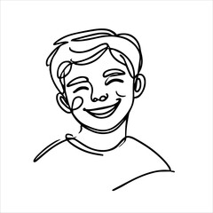 minimalistic continuous one-line drawing of a boy's face, inspired by elegant and artistic line art.