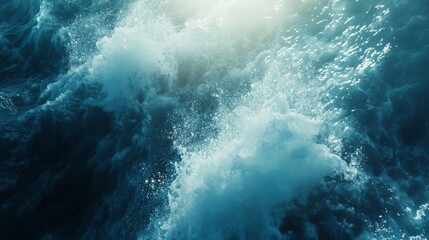 Fototapeta premium Powerful Ocean Wave Crashing with Sunlight Glow