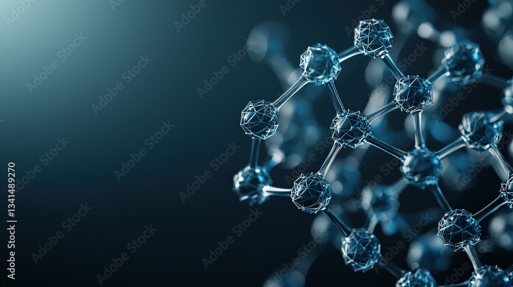 Poster a close-up of interconnected molecular structures, highlighting their intricate design and the inter