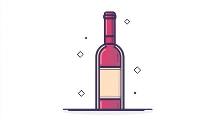 Wine Bottle Illustration, Simple Design