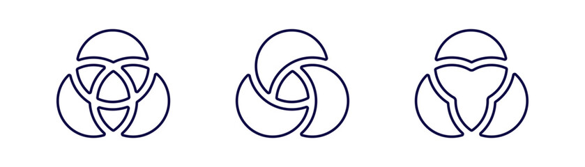 Fototapeta premium leaf inspired icons with geometric shapes in dark blue monochrome style. they form a unified set.