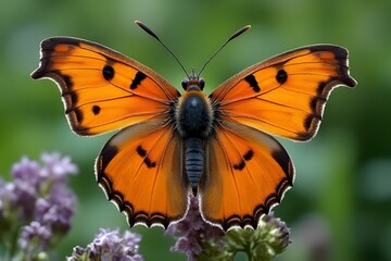 Monarch butterfly with vibrant orange wings, adorned with black and white markings. Beautiful insect concept. Animal background