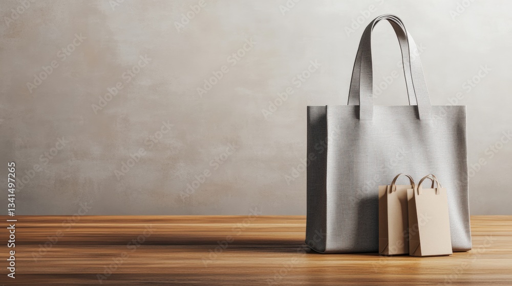 Poster elegant bag resting on a table in photo realistic display highlighting design and functionality for 
