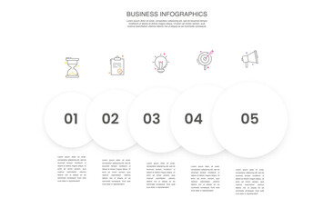 Engaging 5-Step Infographic with Colorful Circles - Vector Template File for Presentations and Reports
