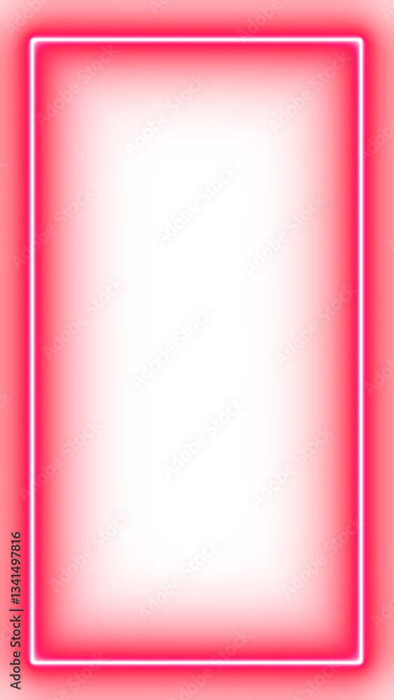 Poster red neon rectangle frame on a transparent background